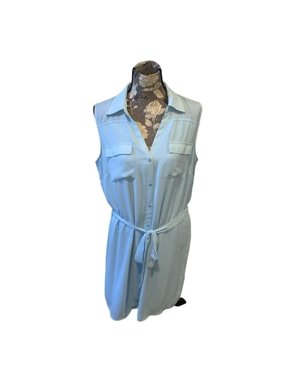 NEW YORK & COMPANY Blue Shirt Dress Sleeveless size large